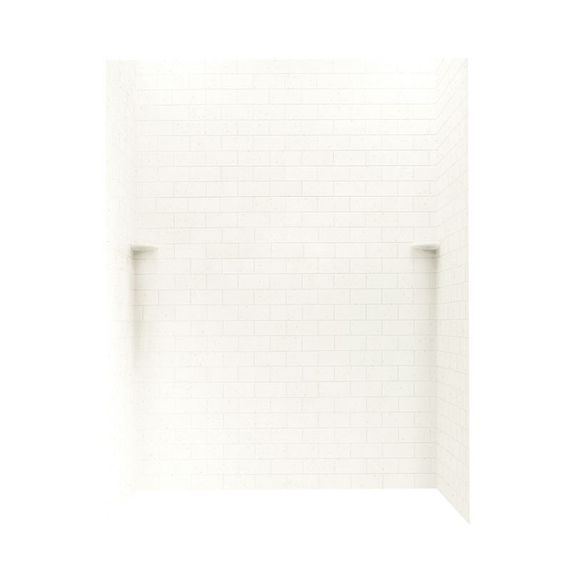 Solid Surface Three Panel Shower Wall, Baby's Breath, 72" H x 62" W x 36" D