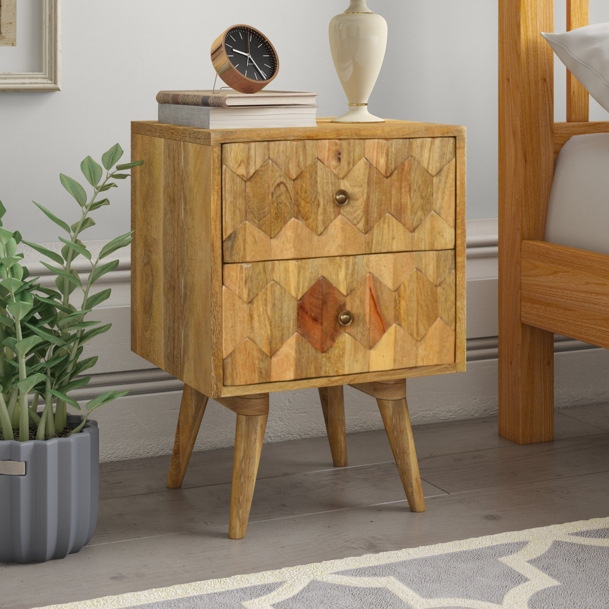 Mistana Corsa Solid Wood Bedside Table Reviews Wayfair