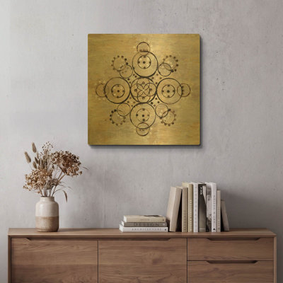 « Mandala neutre 1 » de Melissa Averinos, tableau mural en métal doré, 61 x 61 cm