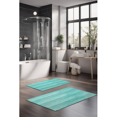 Ensemble de tapis de bain de luxe Eakly (2 pièces), 100% polyester, 16,0 x 23,6 pouces et 23,6 x 39,4 pouces | Conception antibactérienne antidérapante, hauteur de poils de 0,3 po | Lavable à la machine, durable et facile à nettoyer | Idéal pour la décoration de salle de bain