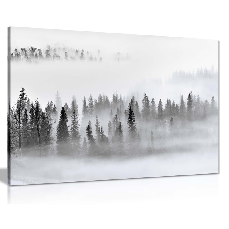 Misty Forest Trees - Wrapped Canvas Art Prints, 20cm H x 31cm W
