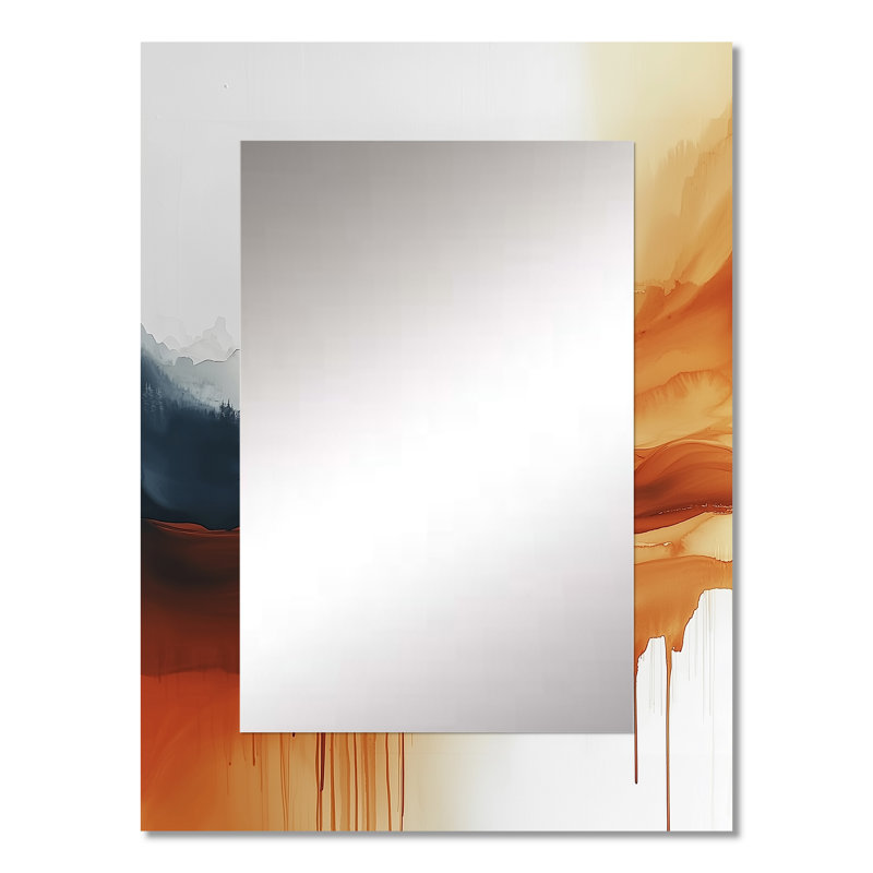 Fading Autumn Mountain Landscape IV - Mountains Decorative Mirror, Traditional Wall Mirror, Printed Metal Art, 32" x 24"