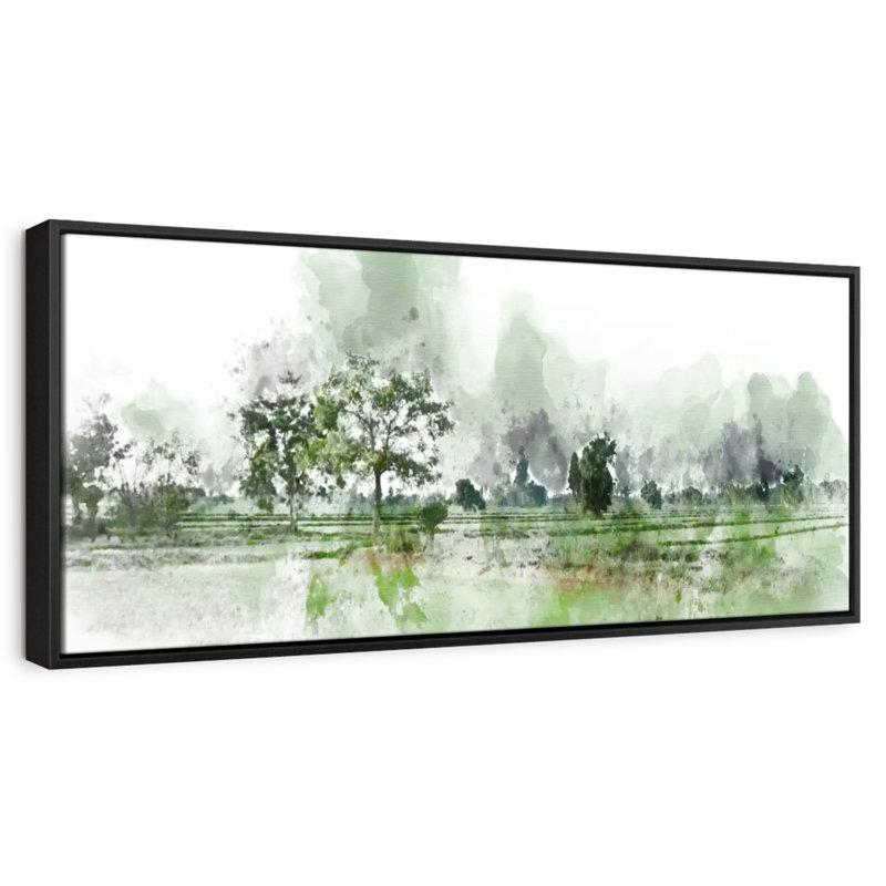 Champ paysage Wilbourn, 43 po x 15 po, Cadre flottant noir