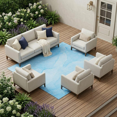 Tapis extérieur lavable antidérapant bleu 8 pi x 10 pi