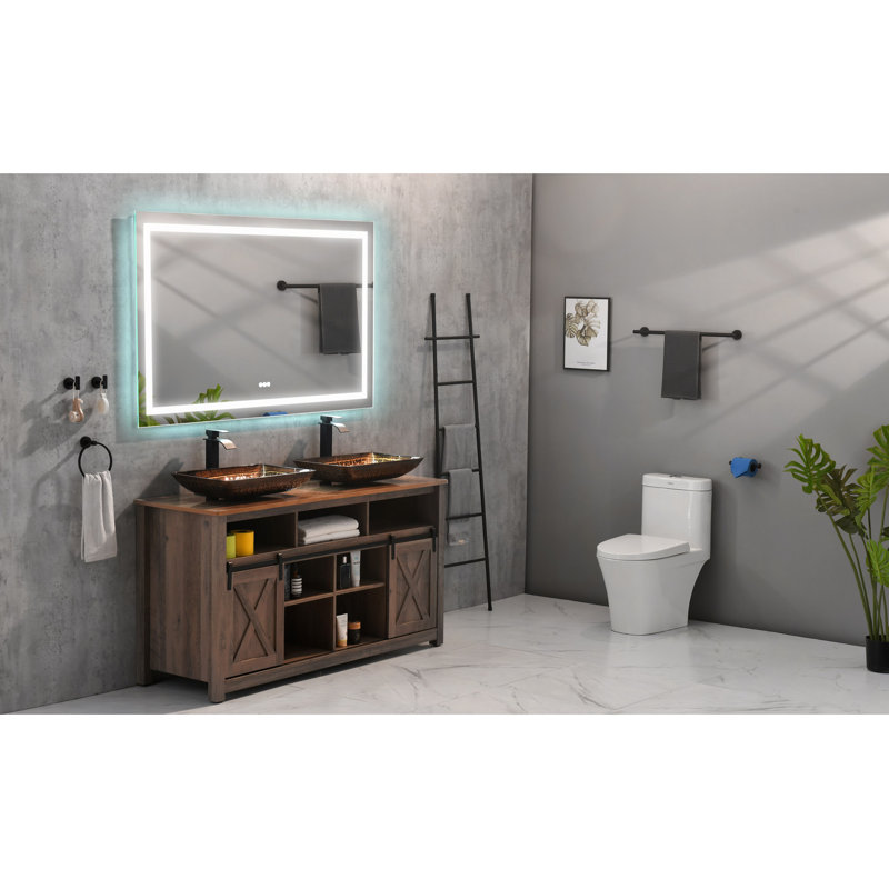 Miroir de salle de bain à DEL 72 po x 36 po avec façade et rétroéclairage, grands miroirs muraux à intensité variable avec antibrouillard, mémoire, 3 couleurs, miroir de meuble-lavabo à DEL