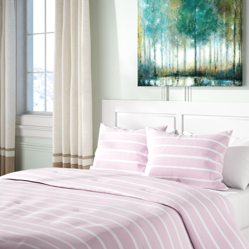 Polyester Striped Comforter, Twin XL Comforter + 1 Sham, Gray