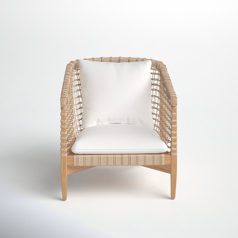 Izel Teak Outdoor Lounge Chair, White, Natural