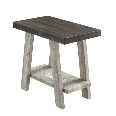 Athens Contemporary Two-Tone Wood Shelf Side Table in Weathered and Beige