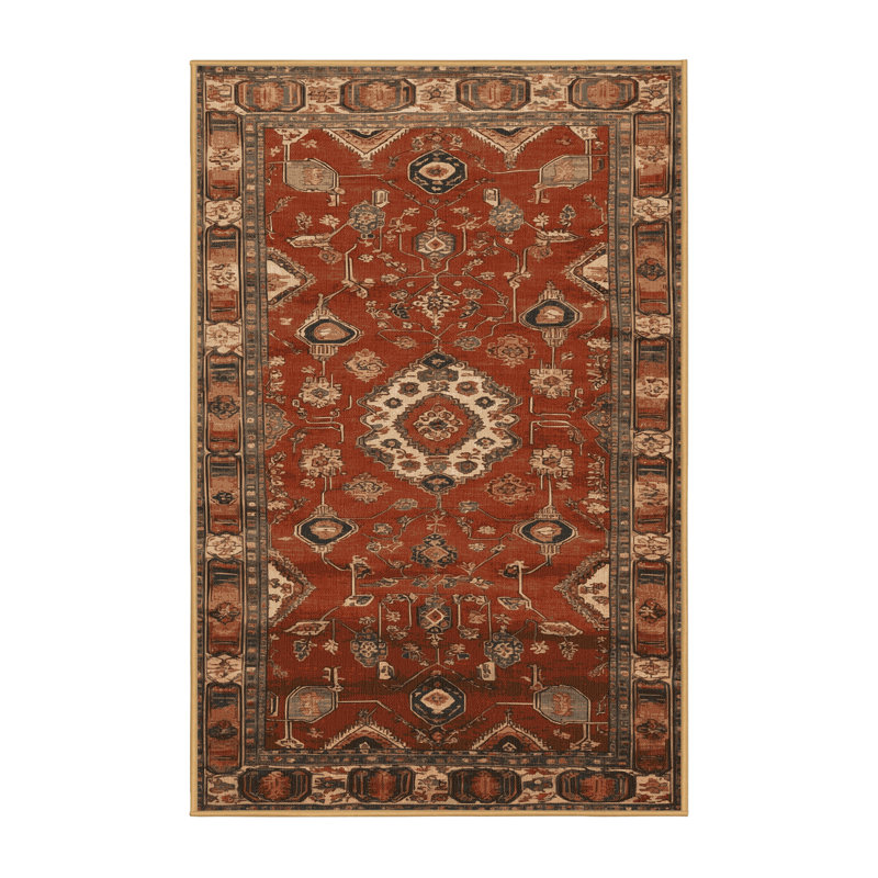 Tapis brun turc lavable à la machine, Rectangulaire 2 pi x 3 pi