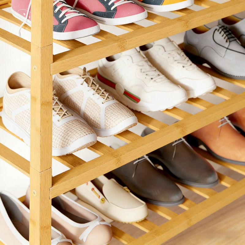 Bamboo Shoe Rack, 33" H x 17.3" W x  11" D