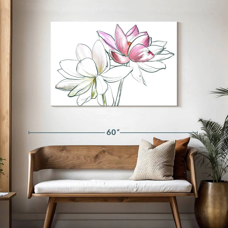 Duo de fleurs de lotus, H 30 po x l 45 po
