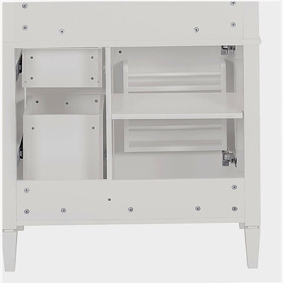 Meuble-lavabo de salle de bain de 30 po sans lavabo supérieur, armoire de rangement moderne avec 2 tiroirs et un tiroir rabattable (BASSIN INCLUS)