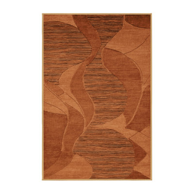 Machine Washable Abstract Brown Area Rug