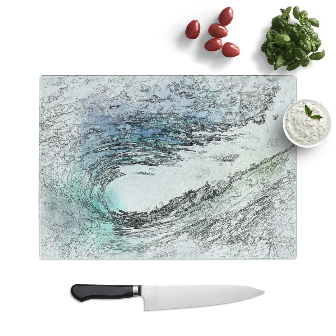 Tempered Glass Within the Wave in Abstract Chopping Board
