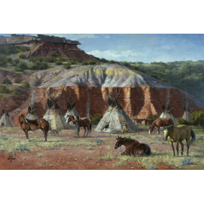 Camp Of The Comanche by Jack Sorenson - Wrapped Canvas Art Prints