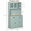 Buffet de cuisine autoportant bleu clair avec huche - Armoire de rangement pour garde-manger avec tiroirs, portes en verre et tablettes réglables