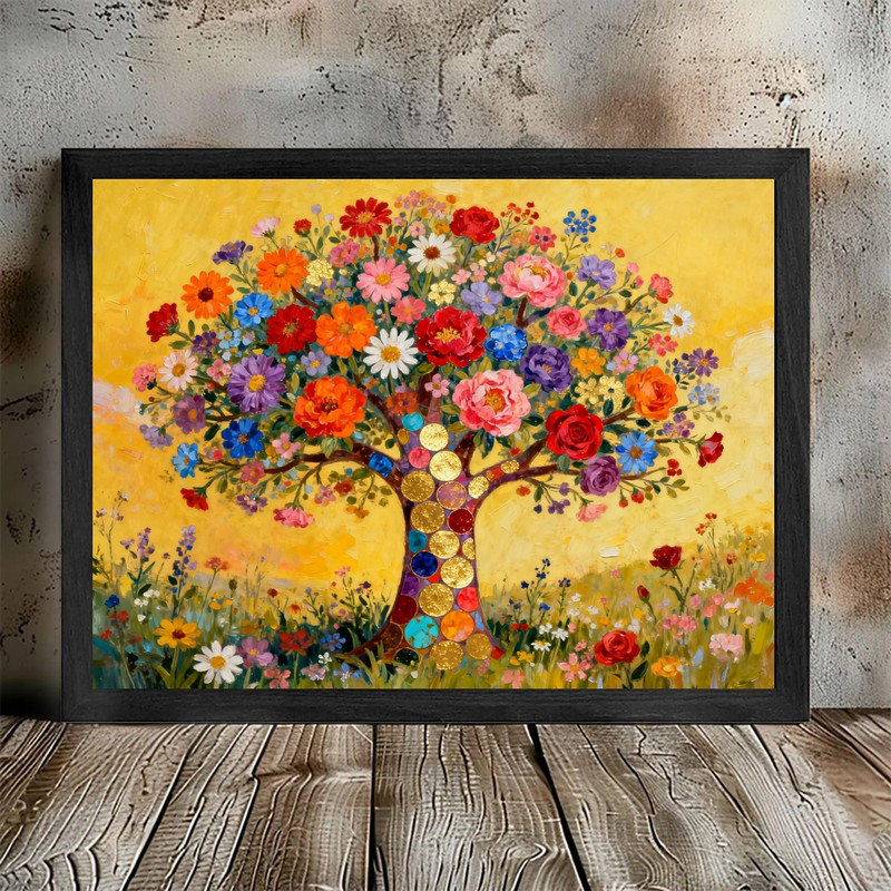 «Black», art floral inspiré de Gustav Klimt, impression bohémienne, H 17 po x l 25 po