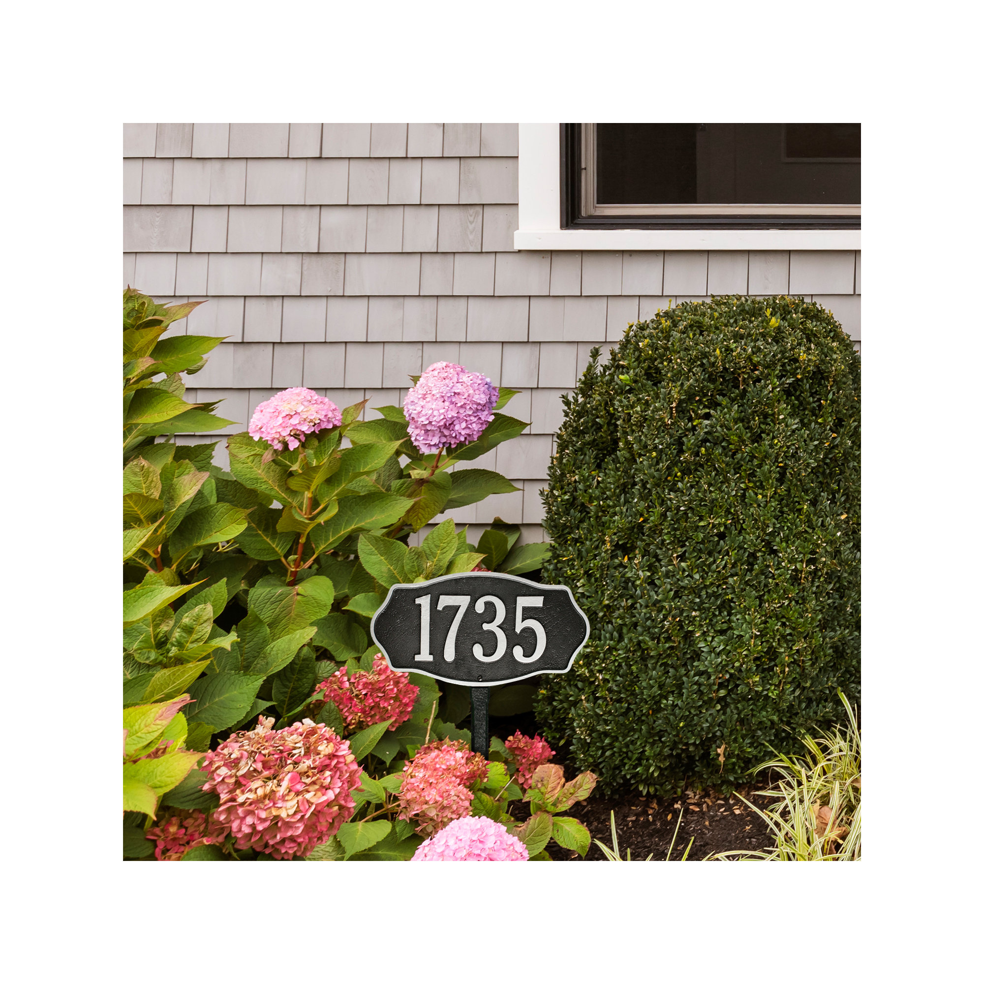 Hampshire 1-Line Lawn Address Sign, Yes, Black/Silver