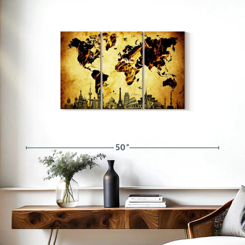 Carte du monde Aliaz Fiery Amber, H 20 po x l 33 po