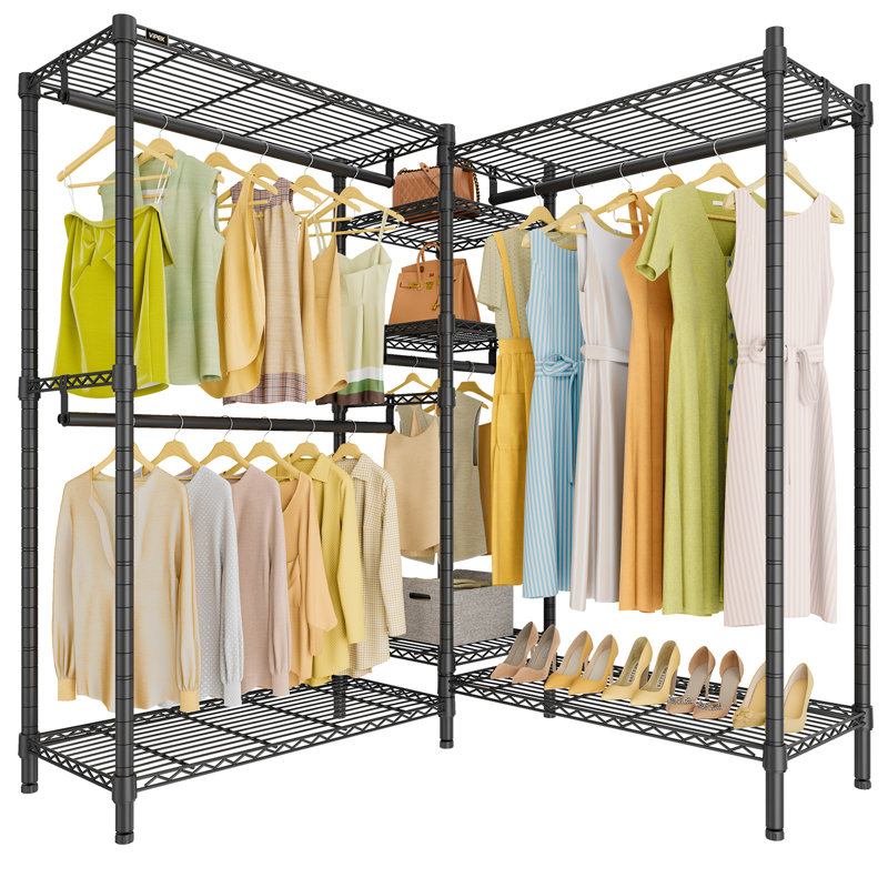  VIPEK L6 Plus 50" L Shaped Clothes Rack Heavy Duty, Space Saving Storage for Corner,Max Load 1200LBS,Black, Black