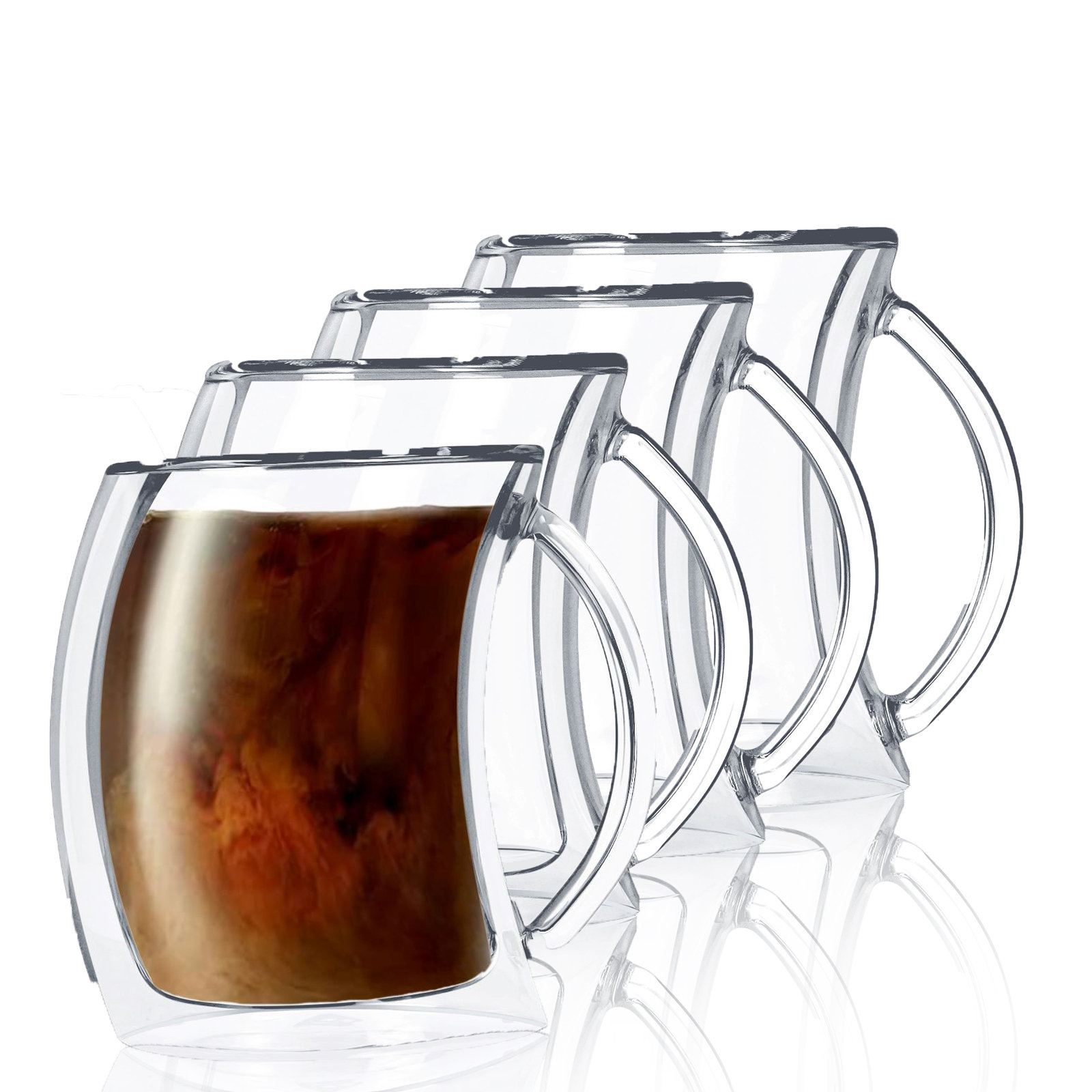 Bistro Mug with Handle from JavaFly Double Walled Thermo Glass Cup Set of 2 12oz