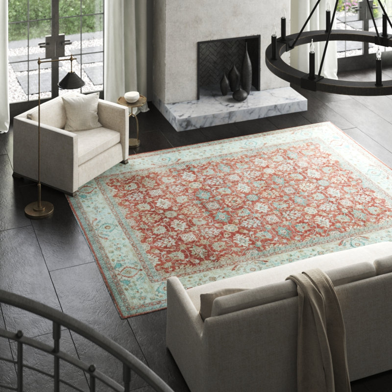 Hand-Knotted High-Quality Rust and Ivory Area Rug