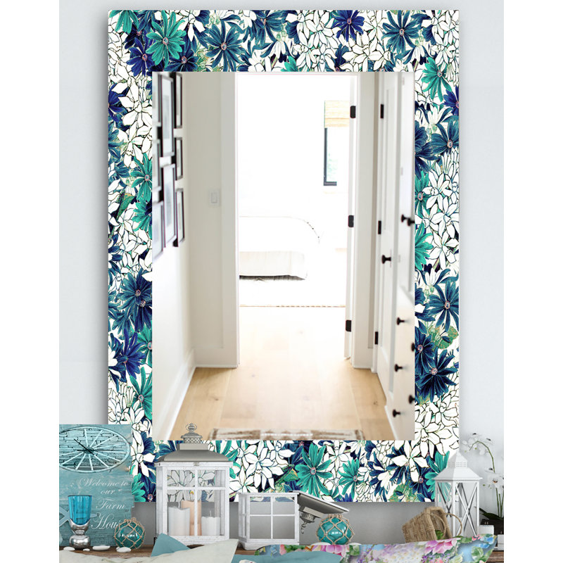 Miroir mural traditionnel sans cadre floral, H 24 po x l 32 po
