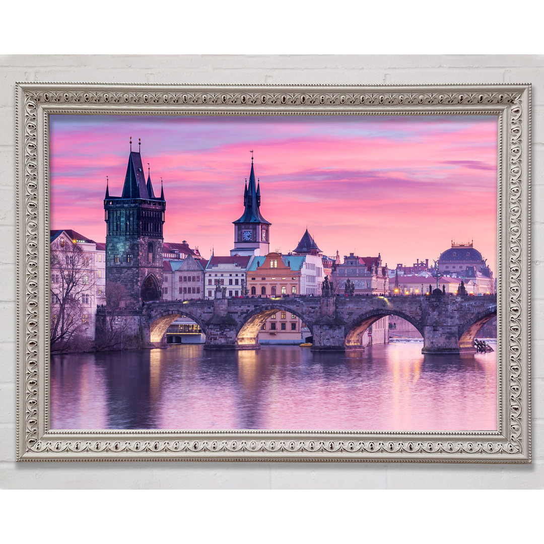 Atemberaubende Charles Bridge Pink - Einzelne Bilderrahmen Kunstdrucke