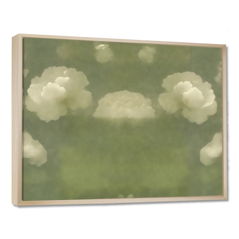«Foggy Beautiful Vintage White Daisy», art sur toile, fleurs blanches, H 16 po x l 32 po, Cadre flottant, Crème