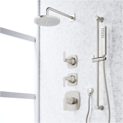 Sefina Thermostatic Shower System with Slide Bar and Hand Shower - Chrome
