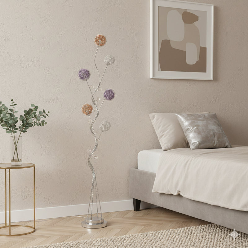 58.5" In 6 Aluminum Led Zeus Metal Floor Lamp
