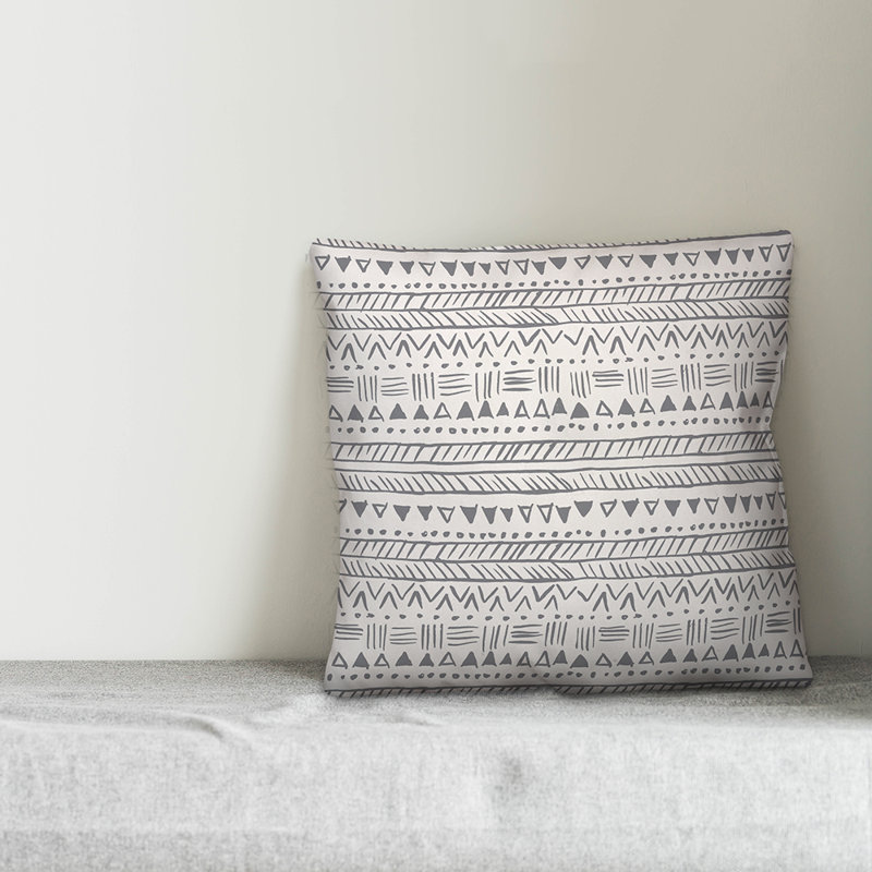Throw Pillow, 18" x 18", Gray Geometric 6