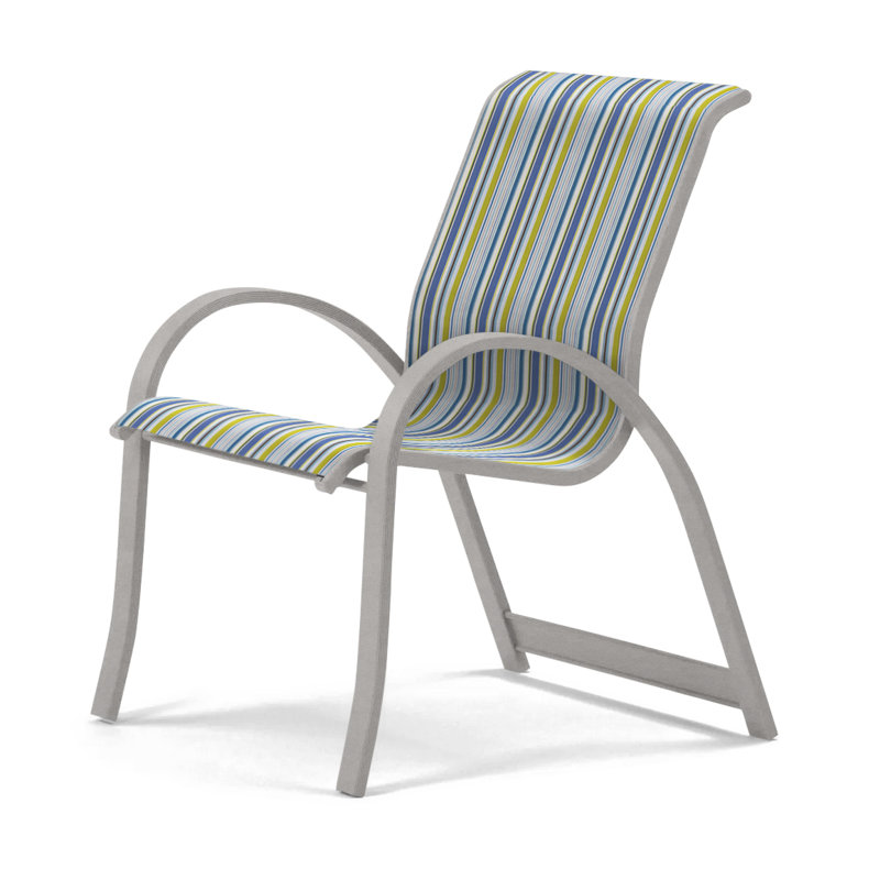 Aruba Stacking Patio Dining Armchair, Red 1D Sunbrella®, Warm Gray