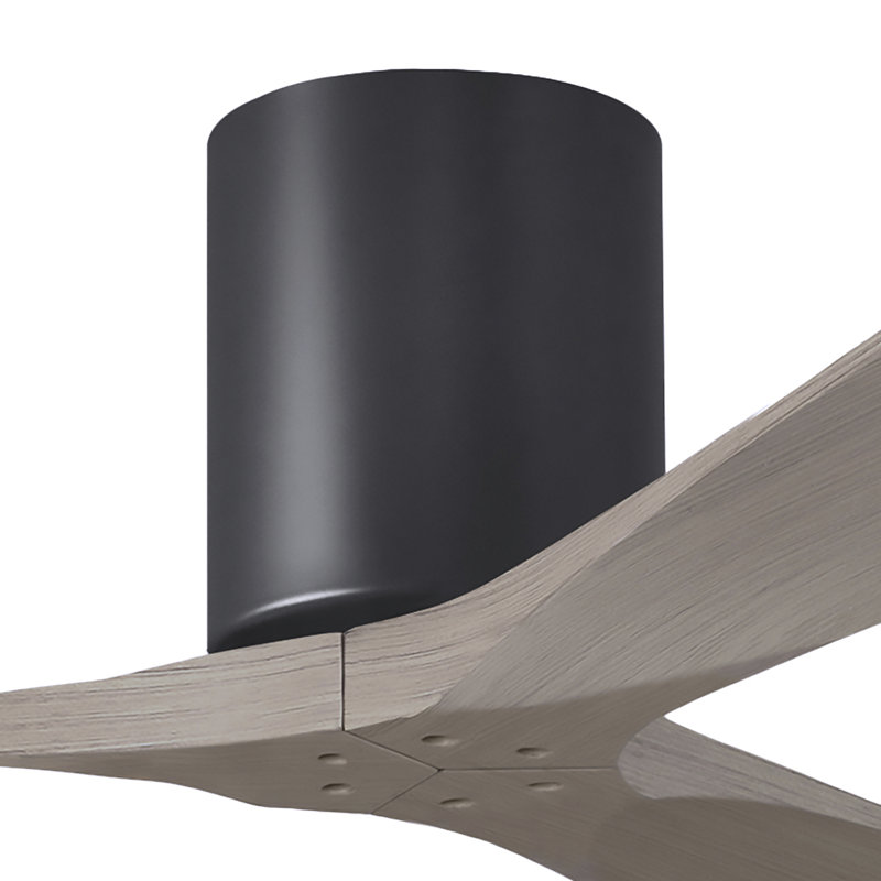 Ventilateur de plafond à 3 pales Olivier, Noir mat, Ton bois de frêne gris, 52"