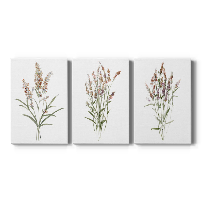 Dicat Botanical I - Toile tendue avec châssis sur mesure - 3 pièces, H 27 po x l 54 po