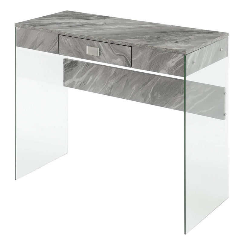 Bureau d'écriture avec 1 tiroir Allegonda, Marbre gris