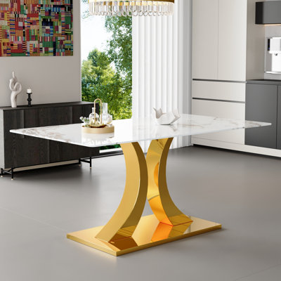Dining Table with Double shaped metal legs