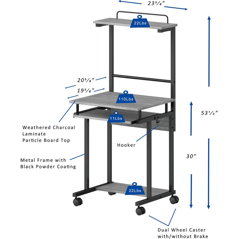 Standing Desk, Gray/Black