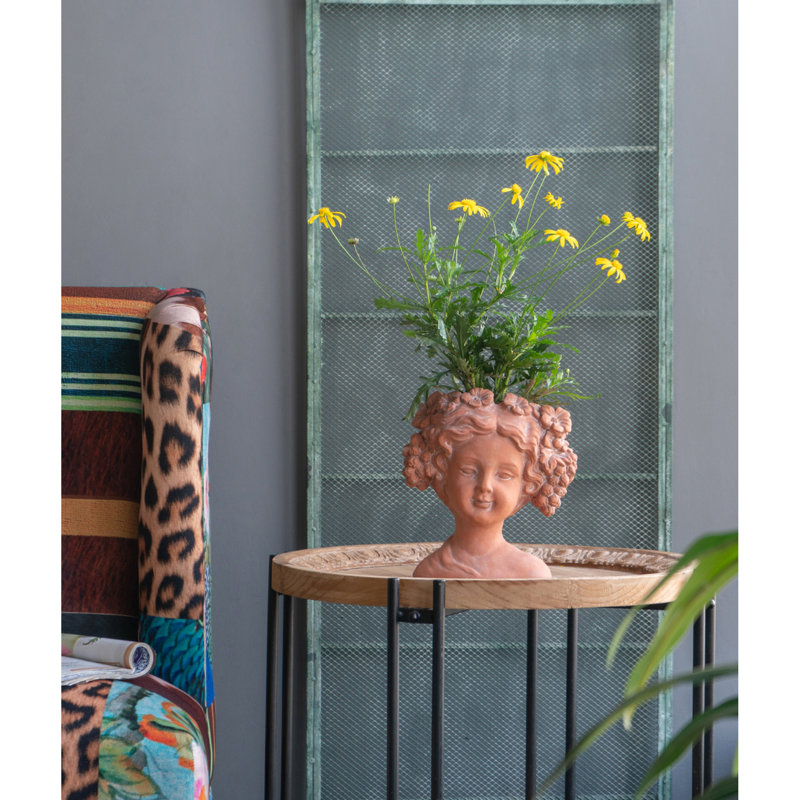 8X4x9" Visage Head Bust Planter - Home Wall Planter, Brown