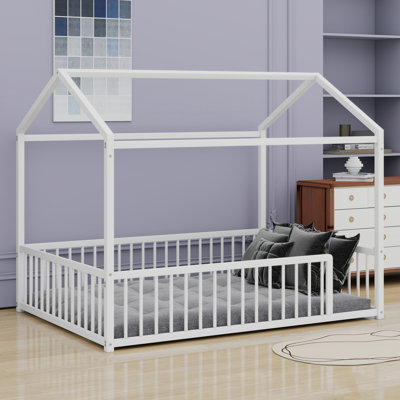 Low Profile House Bed With And Enclosed Fence