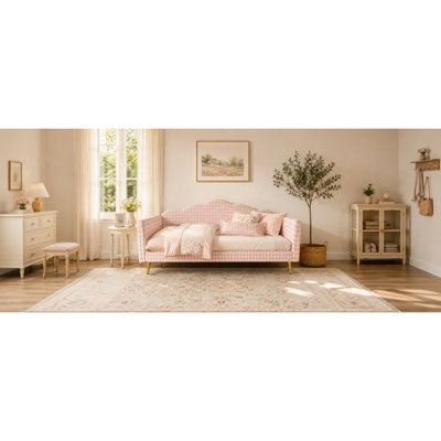 Structure de lit de jour entièrement rembourrée avec tête de lit et accoudoirs latéraux pour la chambre à coucher, le salon et la chambre d'amis