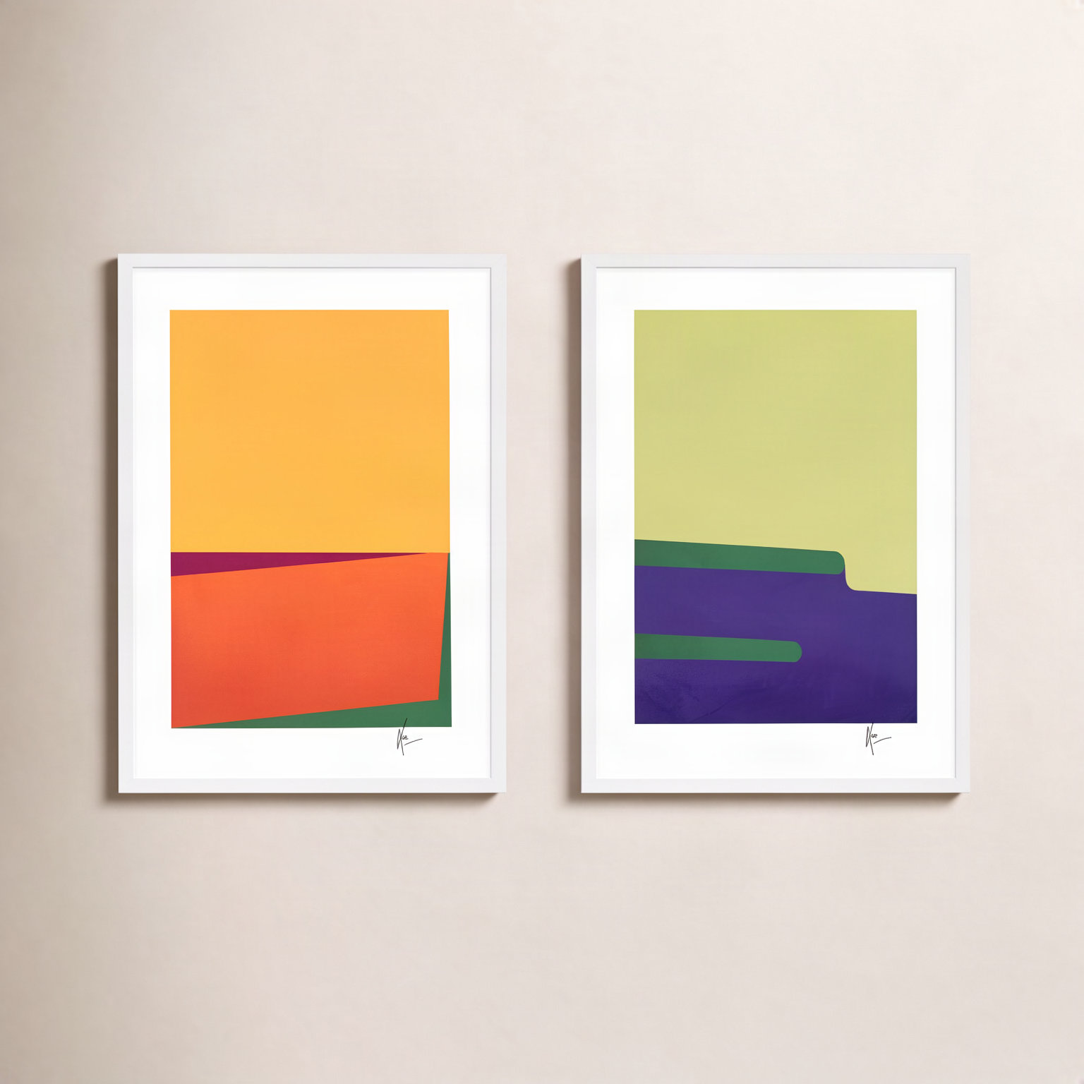Sahara & Kalahari. Set Of 2 by Lee Lessem, White, 38" H x 26.5" W x 1.25" D