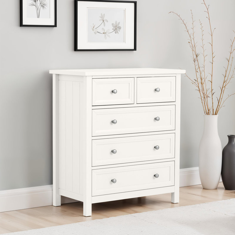 Jarin 84cm W 5 - Drawer Chest of Drawers, White