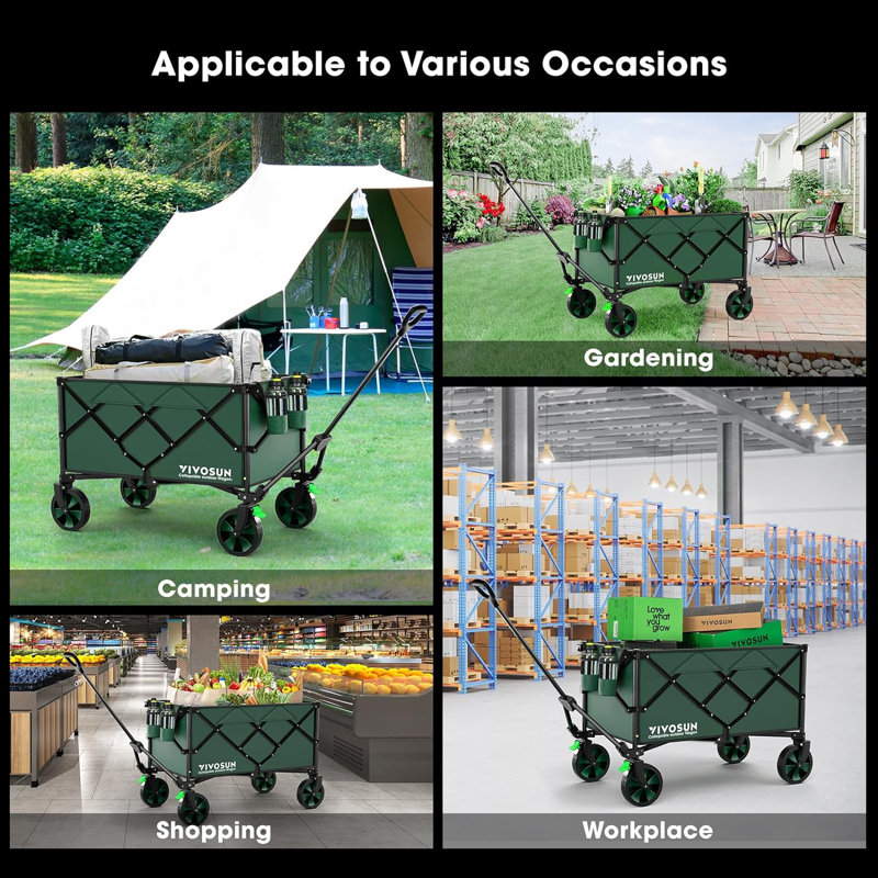 Outdoor Collapsible Folding Wagon, Vert