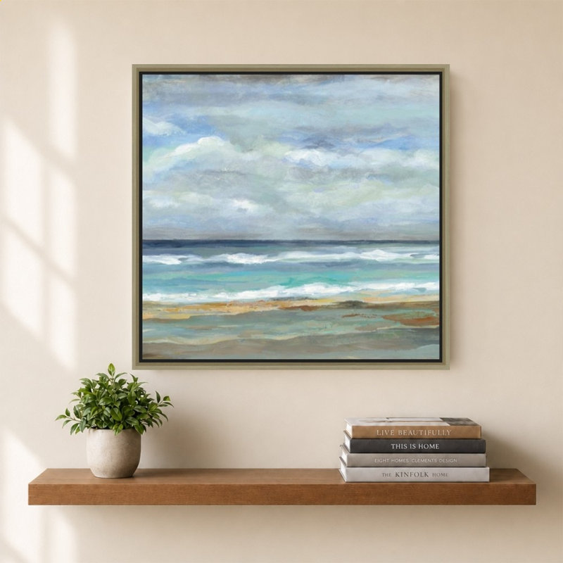 Bord de mer par Silvia Vassileva - impression sur toile, H 40 po x l 40 po, Champagne