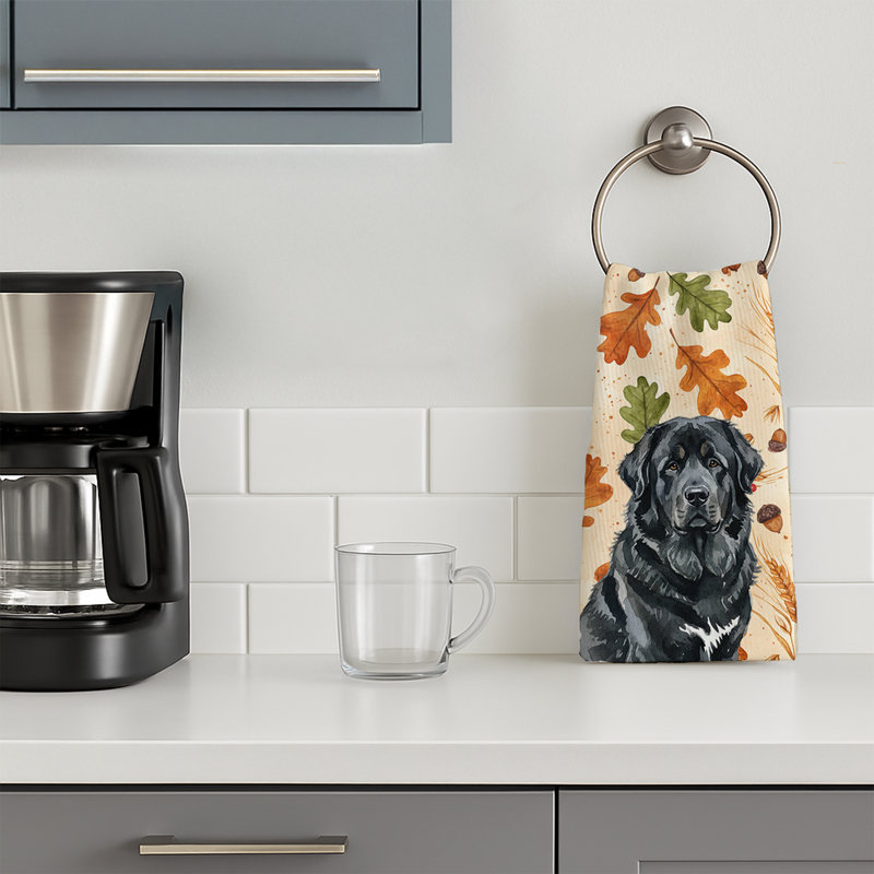 Black Tibetan Mastiff Heirloom Fall Kitchen Towel, Black Tibetan Mastiff