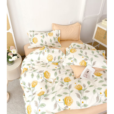 Ensemble d'édredon réversible 100% coton Long Island Flower