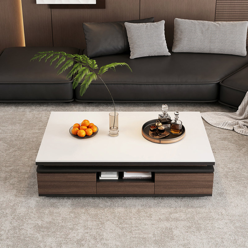 Table basse moderne moderne, Noir / brun, H 15 po x L 55,1 po x l 27,6 po