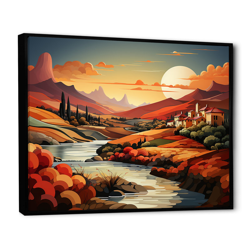 Paysage méditerranéen audacieux I - impression, Cadre flottant noir, H 12 po x l 20 po x P 1 po