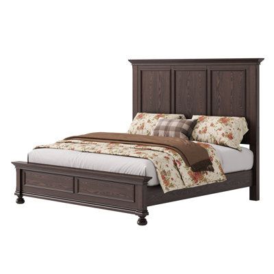 65" H Queen Size Solid Wood Bed With Roman Column Legs, Dark Brown